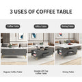 Modern Lift Top Coffee Table Multi Functional Table white+gray-mdf+steel