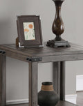 Storehouse End Table, No Assembly Required, Smoked Grey Finish Greige Gray Primary Living Space Farmhouse,Industrial,Rustic Freestanding Square Shelves Coffee & End Tables Square Wood