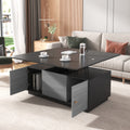 Modern Gray Multi Functional Rectangle Lift Top Coffee Table Extendable With Storage Dark Gray Mdf