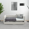 Twin Size Daybed With Drawers Upholstered Tufted Sofa Bed, With Button On Back And Copper Nail On Waved Shape Arms, Velvet 79.5