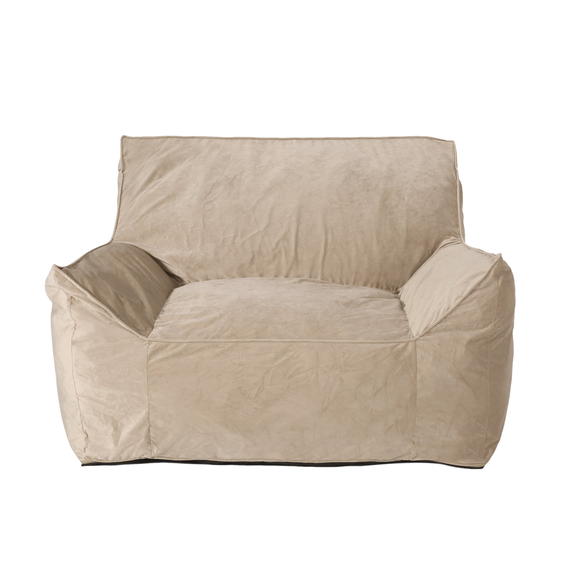 Allea Velveteen Bean Bag Chair With Armrests, Taupe Taupe Velvet