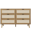 Modern 6 Drawer Dresser Wood Cabinet Walnut Walnut Particle Board