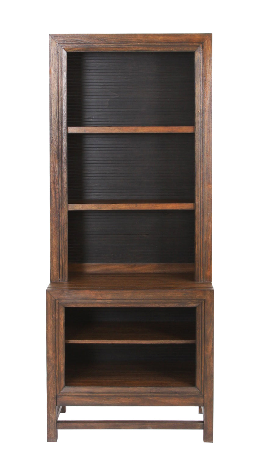 Branson Bookcase Pier, No Assembly Required, Two Tone Finish 3 Brown Brown Library Primary Living Space Closed Back Wood American Design,Transitional Pine Pine