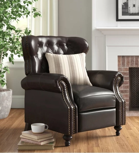 Push Rack Recliner Dark Brown Pu