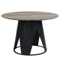 Zudora Round Dining Table, Antique Oak & Black Finish Dn01948 Oak Wood Metal