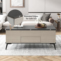 5 Pieces Lift Top Coffee Table Set With Storage Convertible Dining Table With Ottomans Dark Gray Fabric Mdf