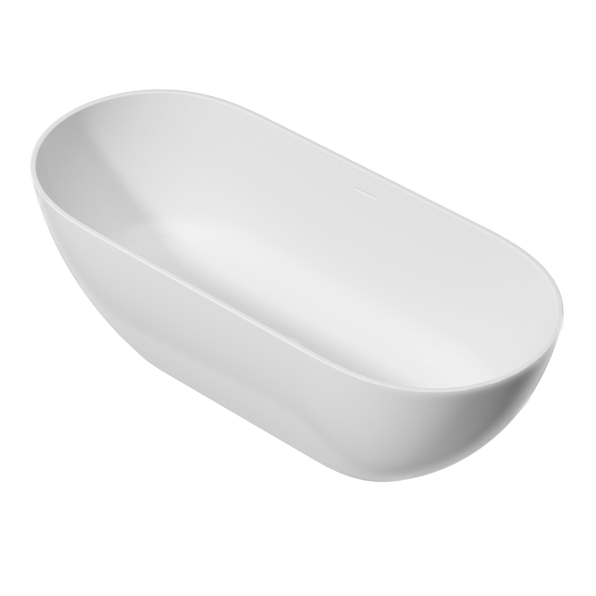 63" Freestanding Solid Surface Bathtub, Luxury Engineered Stone Resin Freestanding Soaking Bathtub With Overflow And Pop Up Drain For Contemporary Bathroom, Matte White 23S03 63Mw Matte White Polyresin