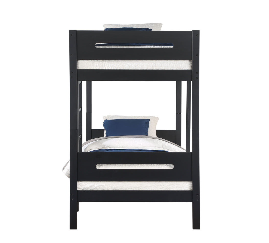 Ekko Twin Twin Bunk Bed, Black Finish Bd01910 Black Solid Wood