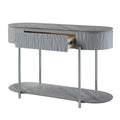 Yukino Sofa Table, Gray High Gloss & Chrome Finish Lv02413 Gray Metal & Wood