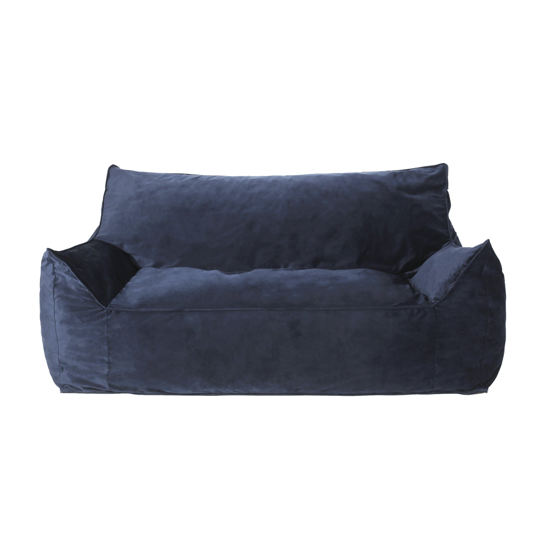 Fila Velveteen 2 Seater Oversized Bean Bag Chair With Armrests, Dark Blue Dark Blue Velvet