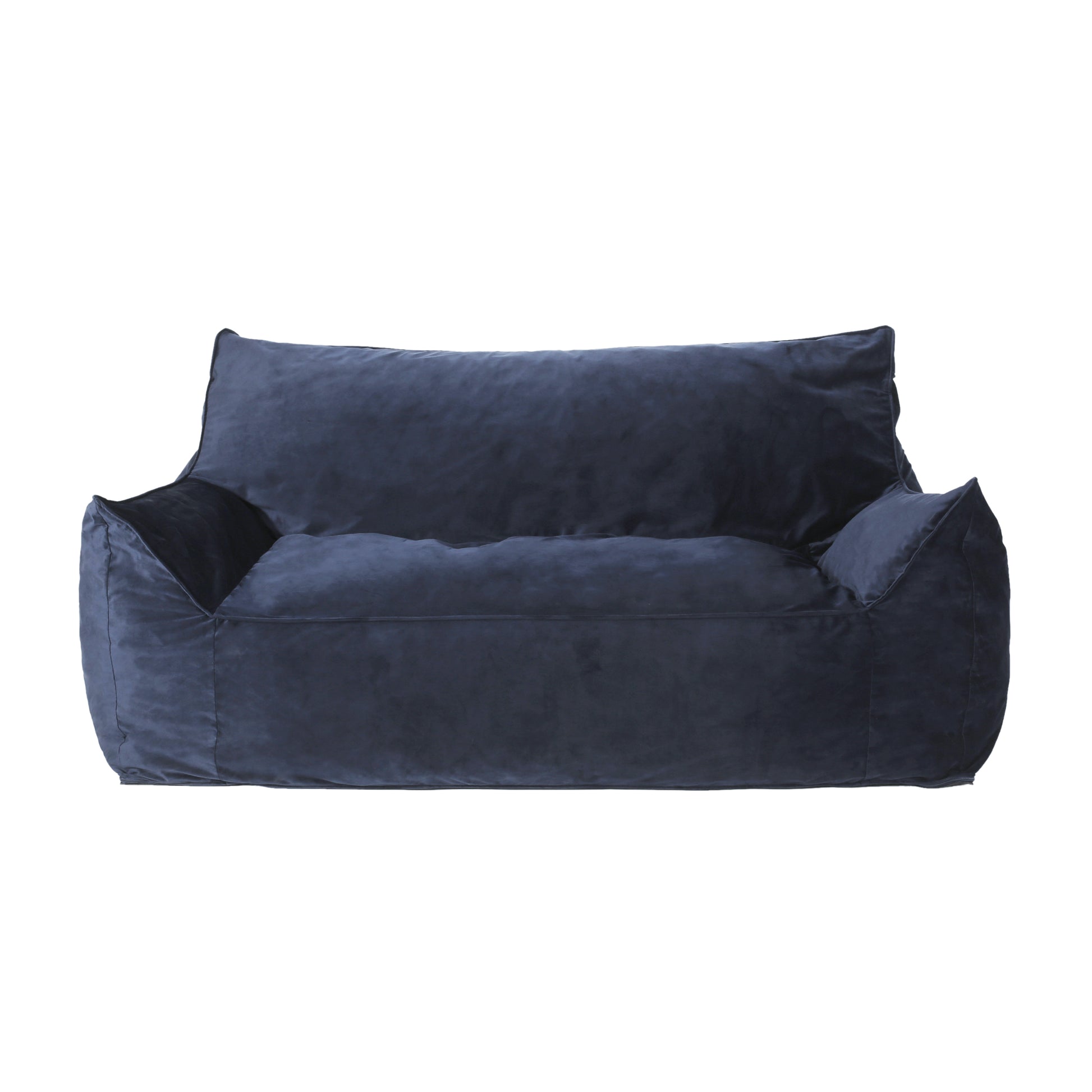 Fila Velveteen 2 Seater Oversized Bean Bag Chair With Armrests, Dark Blue Dark Blue Velvet