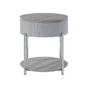 Yukino End Table, Gray High Gloss & Chrome Finish Lv02412 Gray Metal & Wood