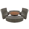 Patio 5 Piece Round Rattan Sectional Sofa Set All Weather Pe Wicker Sunbed Daybed With Round Liftable Table And Washable Cushions For Outdoor Backyard Poolside, Gray Yes Deep Seating Gray Water Resistant Frame Water Resistant Cushion Garden & Outdoor