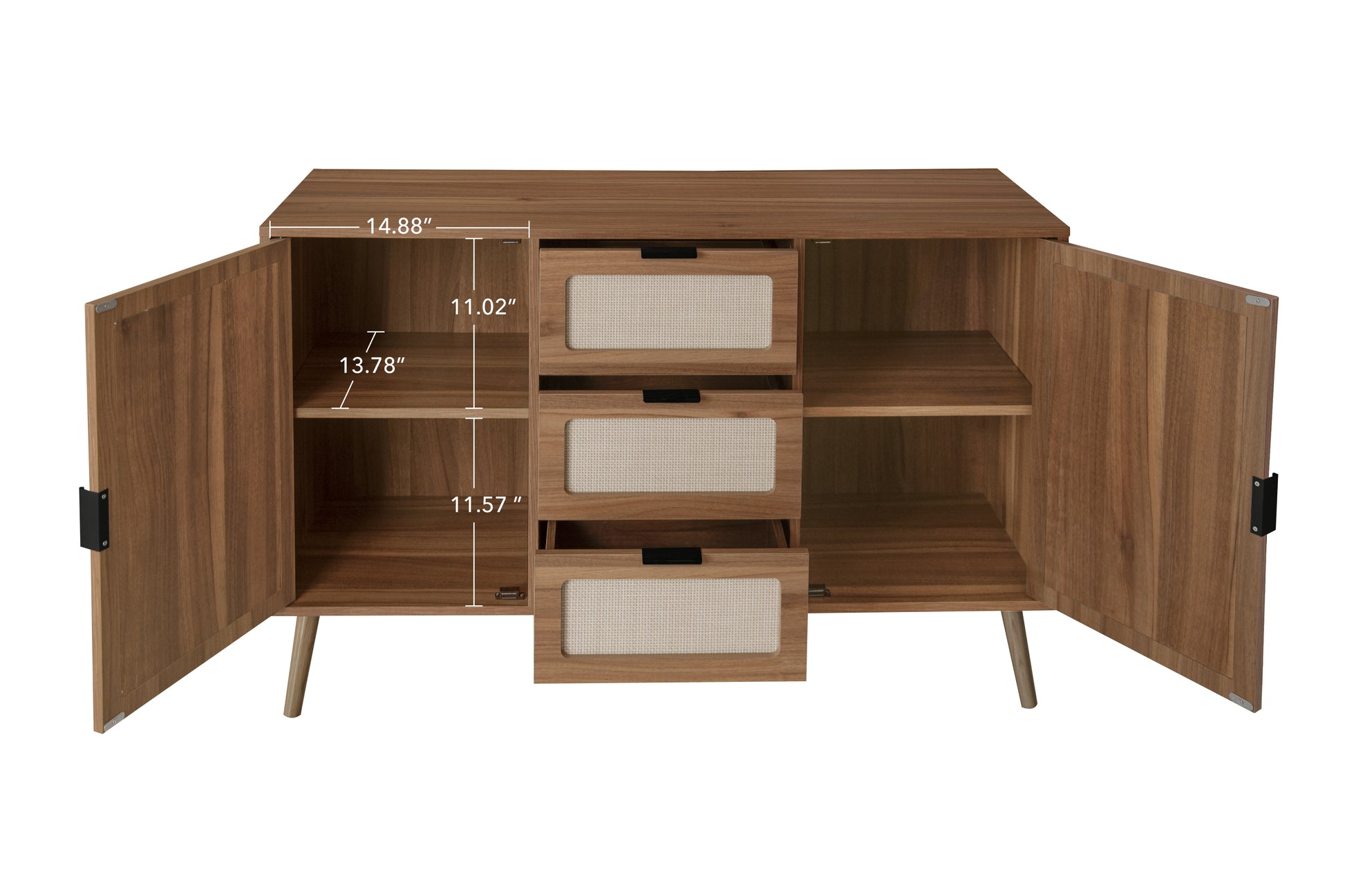 2 Door 3 Drawer Cabinet, Accent Storage Cabinet, Suitable For Living Room, Bedroom, Dining Room, Study Walnut Mdf