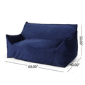 Fila Velveteen 2 Seater Oversized Bean Bag Chair With Armrests, Navy Blue Blue Solid Velvet