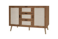 2 Door 3 Drawer Cabinet, Accent Storage Cabinet, Suitable For Living Room, Bedroom, Dining Room, Study Walnut Mdf