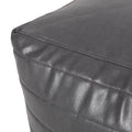 Candy Contemporary Faux Leather Suqare Pouf, Gray Grey Faux Leather