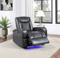 Alair Power Motion Recliner W Bluetooth Speaker & Cooling Cup Holder, Dark Gray Leather Aire Lv02460 Dark Gray Pu Leather