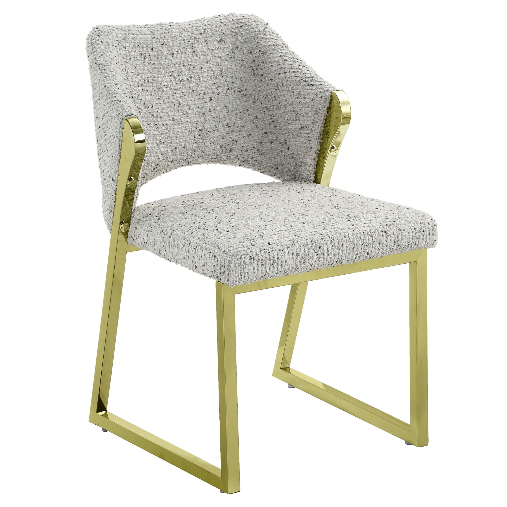 Galdesa Side Chair, Teddy Sherpa & Mirrored Gold Finish Dn02107 Gold Teddy