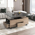 Modern Lift Top Coffee Table Multi Functional Table With 3 Drawers In Walnut & Black Walnut Black Mdf