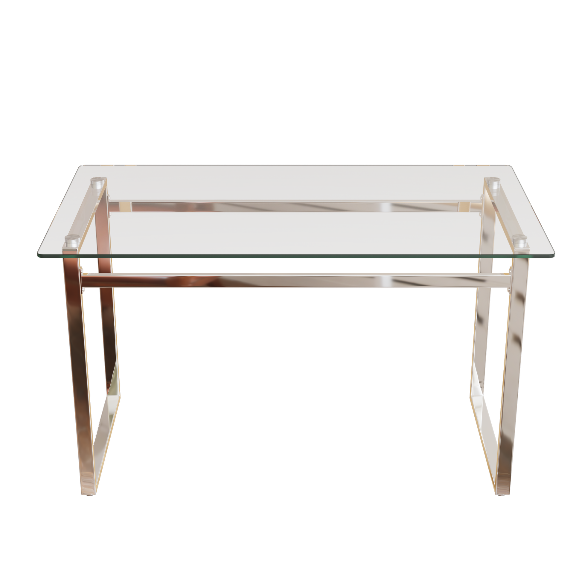 51" Modern Minimalist Rectangular Glass Dining Table For 4 6 With 0.31" Tempered Glass Tabletop And Silver Chrome Metal Legs, Writing Table Desk, For Kitchen Dining Living Room 0 Damage Transparent