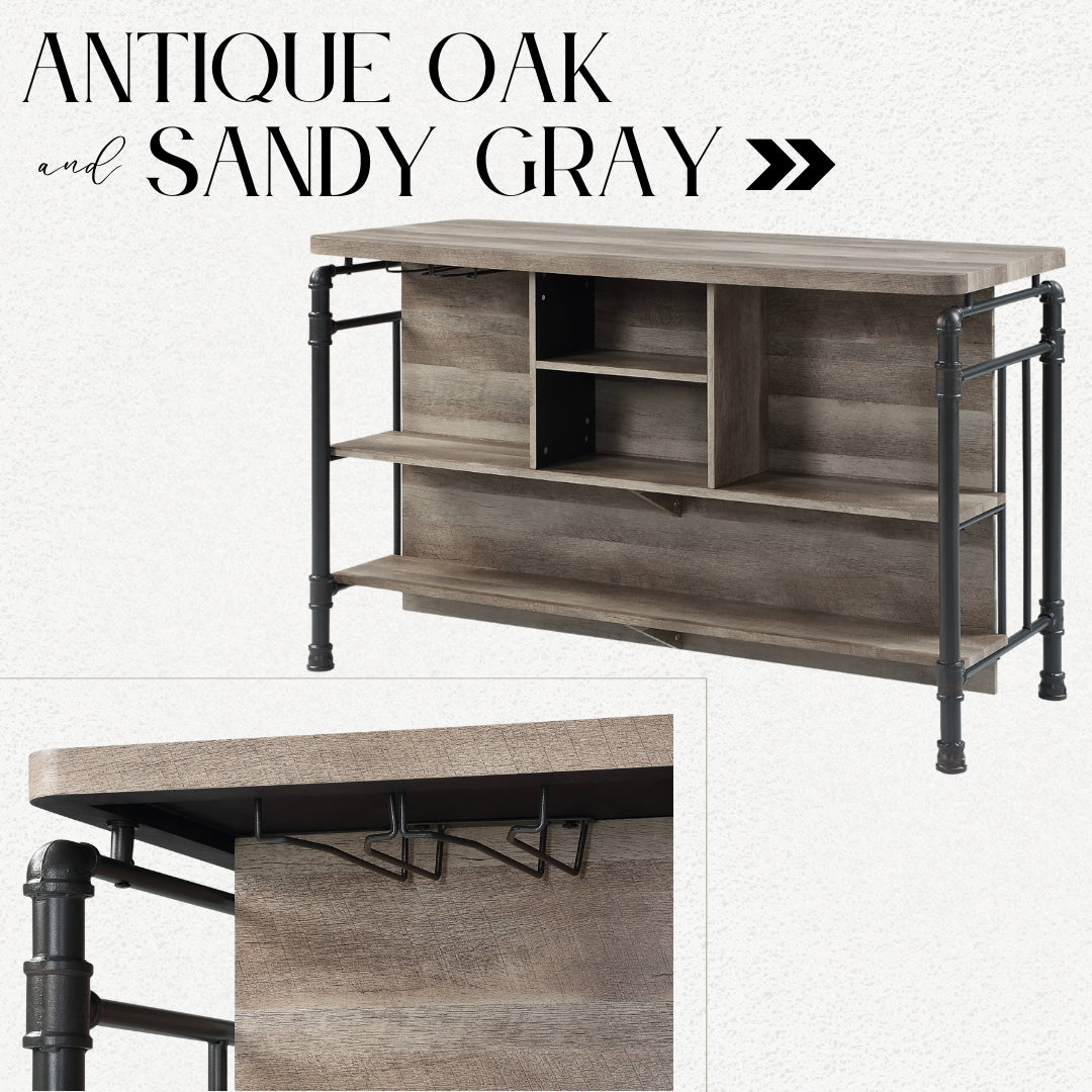 Acme Edina Kitchen Island, Antique Oak & Sandy