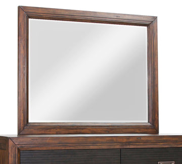 Branson Mirror, No Assembly Required, Rustic Buckeye Finish Brown American Design,Transitional Pine