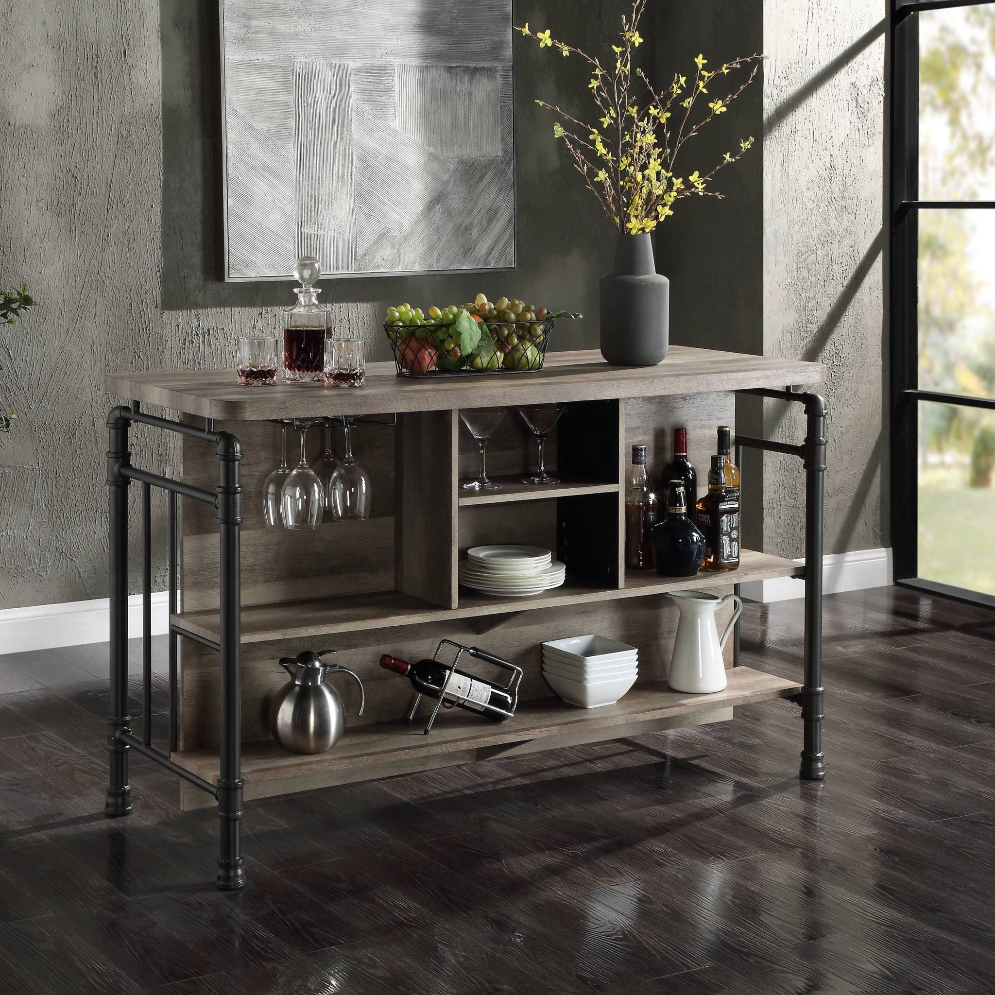 Acme Edina Kitchen Island, Antique Oak & Sandy