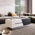 Modern Extendable Sliding Top Coffee Table With Storage In White&Black White Black Mdf