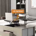 5 Pieces Lift Top Coffee Table Set With Storage Convertible Dining Table With Ottomans Dark Gray Fabric Mdf