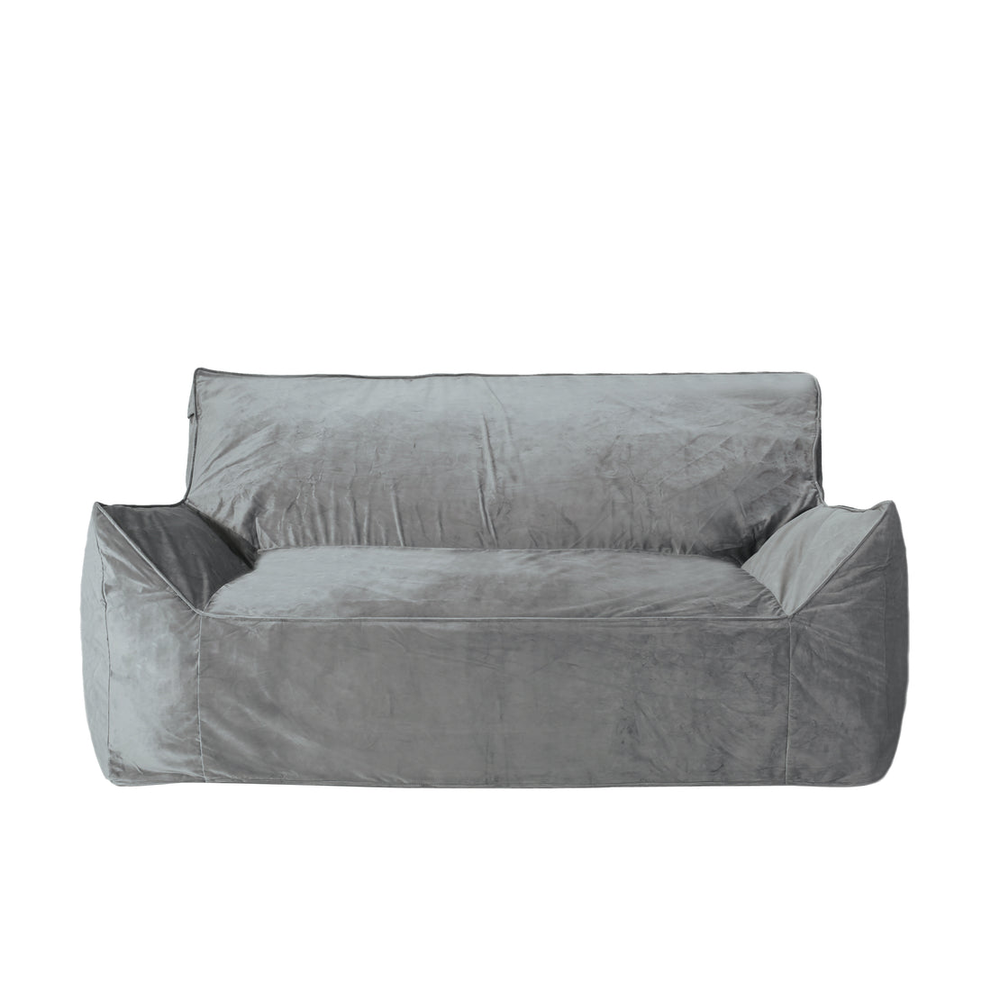 Fila Velveteen 2 Seater Oversized Bean Bag Chair With Armrests, Gray Gray Velvet