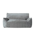 Fila Velveteen 2 Seater Oversized Bean Bag Chair With Armrests, Gray Gray Velvet