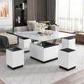 Modern White Lift Top Glass Coffee Table With Drawers & Storage Multifunction Table Black White Mdf Glass