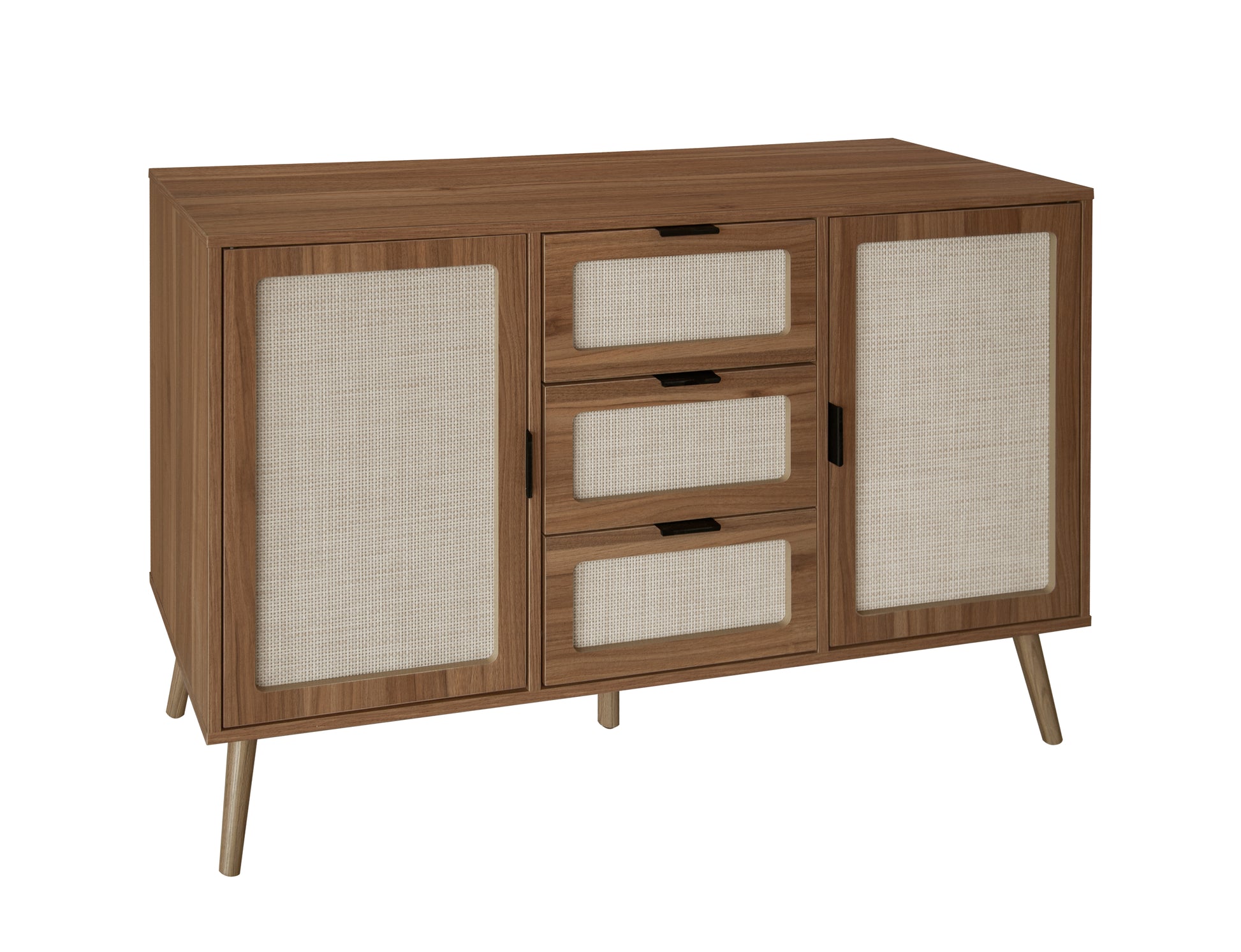 2 Door 3 Drawer Cabinet, Accent Storage Cabinet, Suitable For Living Room, Bedroom, Dining Room, Study Walnut Mdf