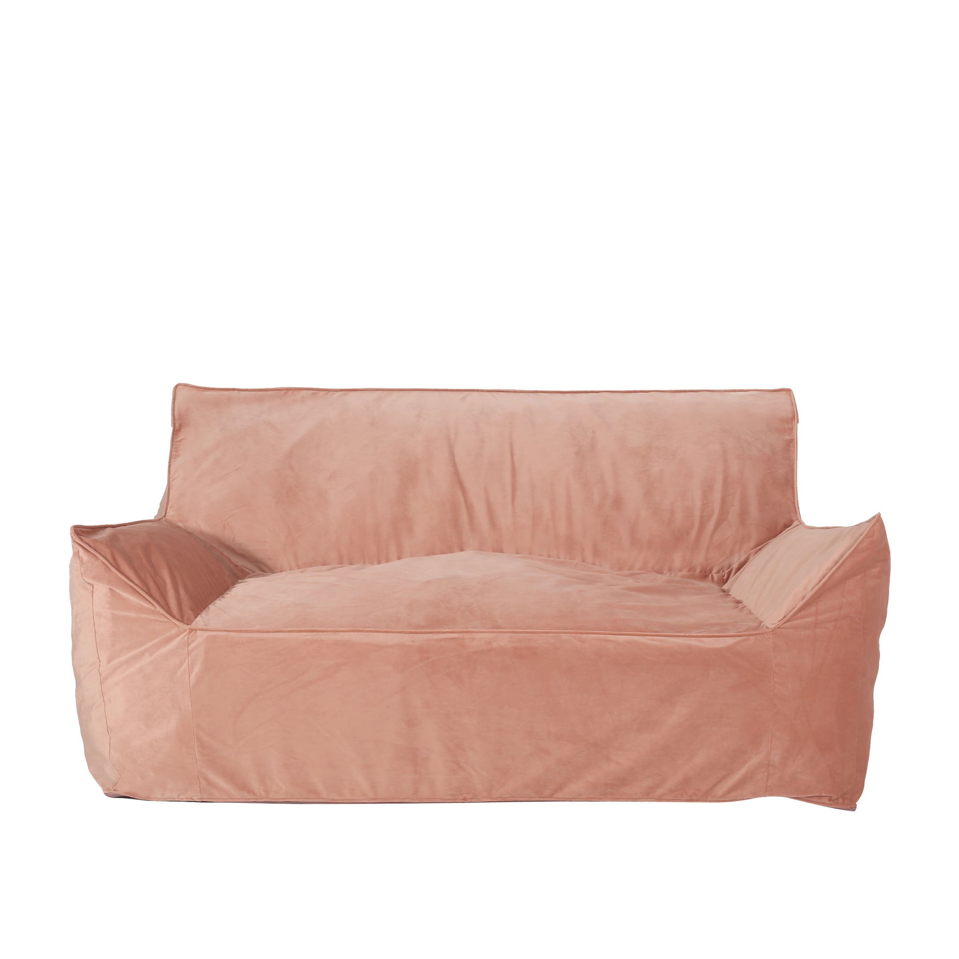 Fila Velveteen 2 Seater Oversized Bean Bag Chair With Armrests, Pink Pink Velvet