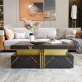 Modern Black Square Storage Coffee Table With 4 Drawers Black Mdf