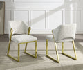 Galdesa Side Chair, Teddy Sherpa & Mirrored Gold Finish Dn02107 Gold Teddy