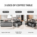 Modern Gray Multi Functional Rectangle Lift Top Coffee Table Extendable With Storage Dark Gray Mdf