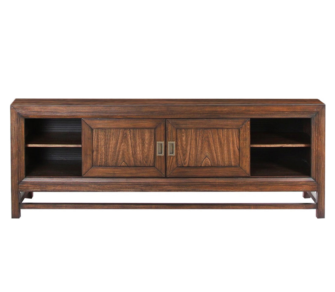 Branson 74" Tv Stand Console, For Tvs Up To 85 Inches, No Assembly Required, Two Tone Finish Brown Brown Primary Living Space 70 79 Inches 80 89 Inches American Design,Transitional Pine 85 Inches Pine