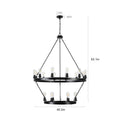 Retro Style Large 2 Tier Circular Ceiling Ironwork Chandelier Black Retro Iron