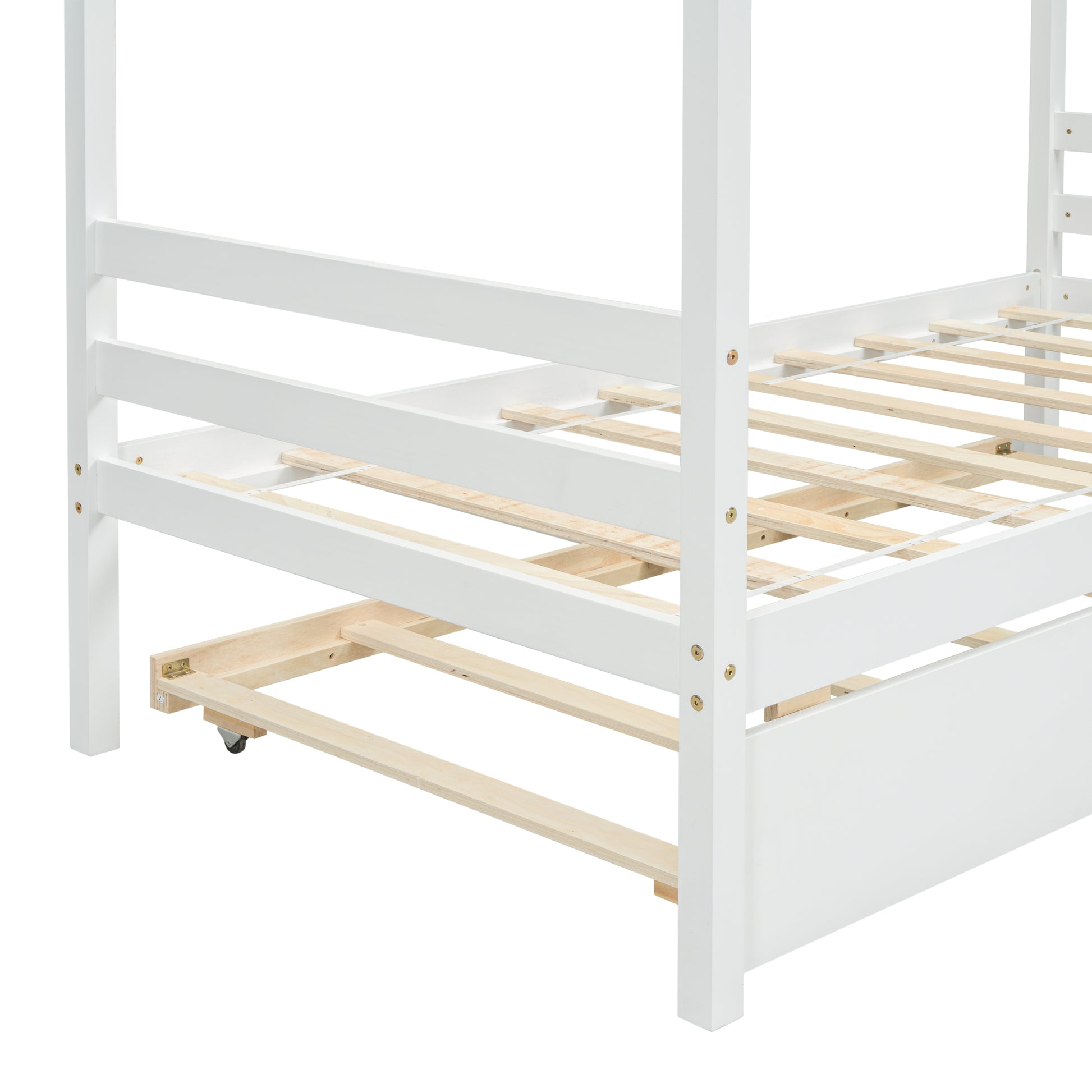 Twin Size House Shaped Bed With Trundle,White Twin White Wood Bedroom American Design Pine Bed Frame Pine