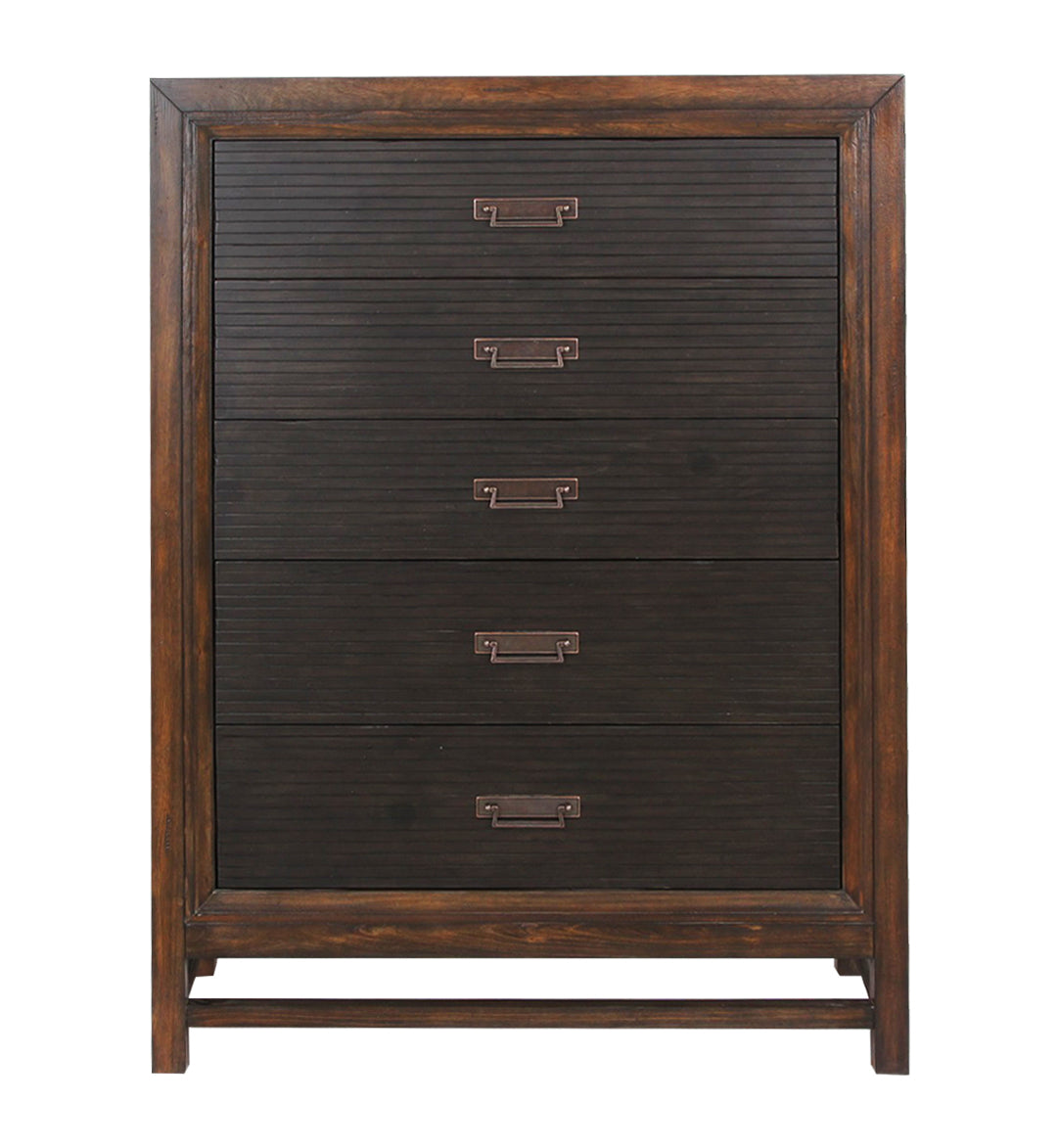 Branson 5 Drawer Chest, No Assembly Required, Two Tone Finish Brown Brown Bedroom American Design,Transitional Pine Pine