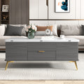 Modern Lift Top Coffee Table Multi Functional Table With Drawers In Gray & White White Gray Mdf Steel