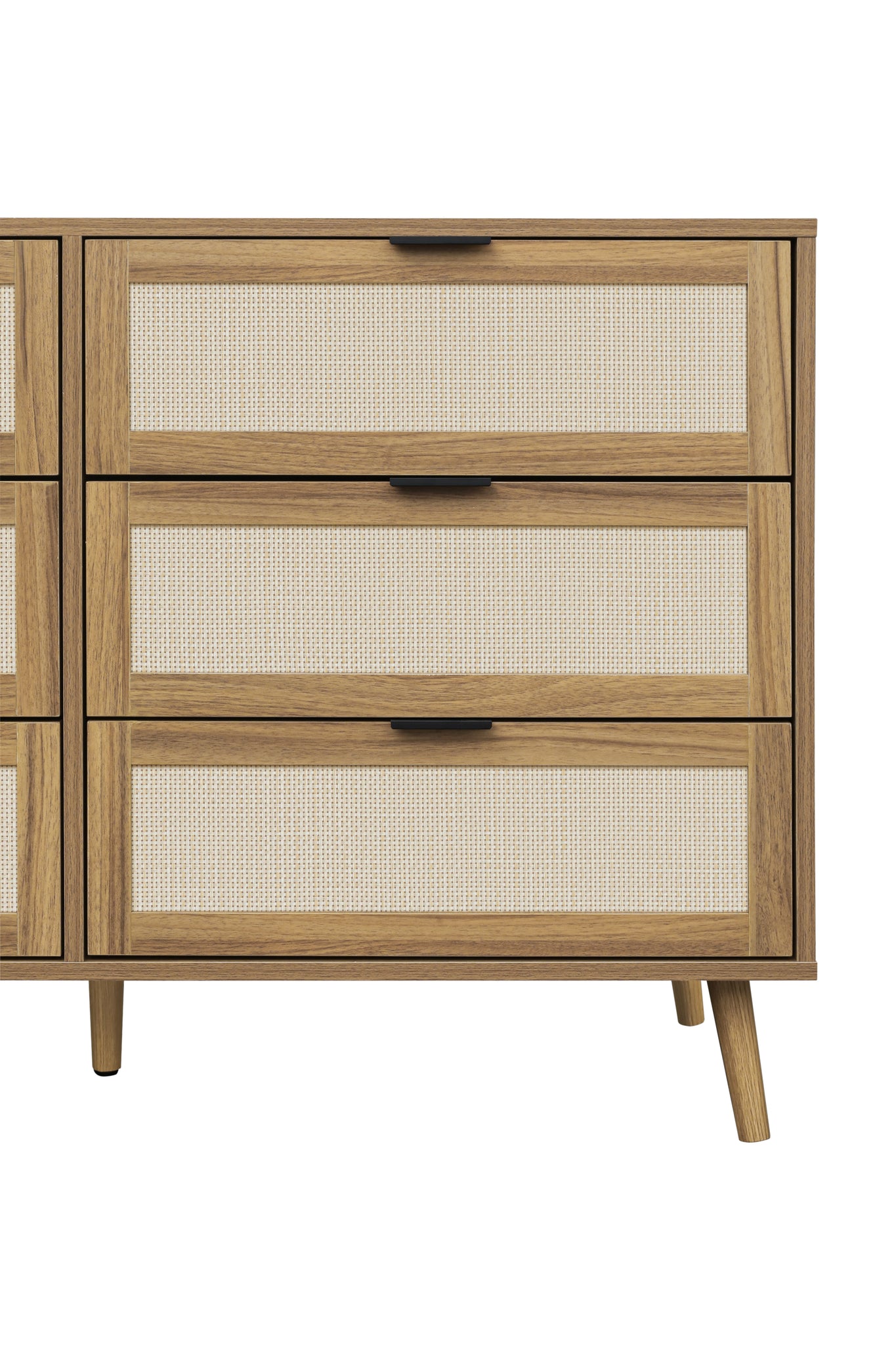 Modern 6 Drawer Dresser Wood Cabinet Walnut walnut-particle board
