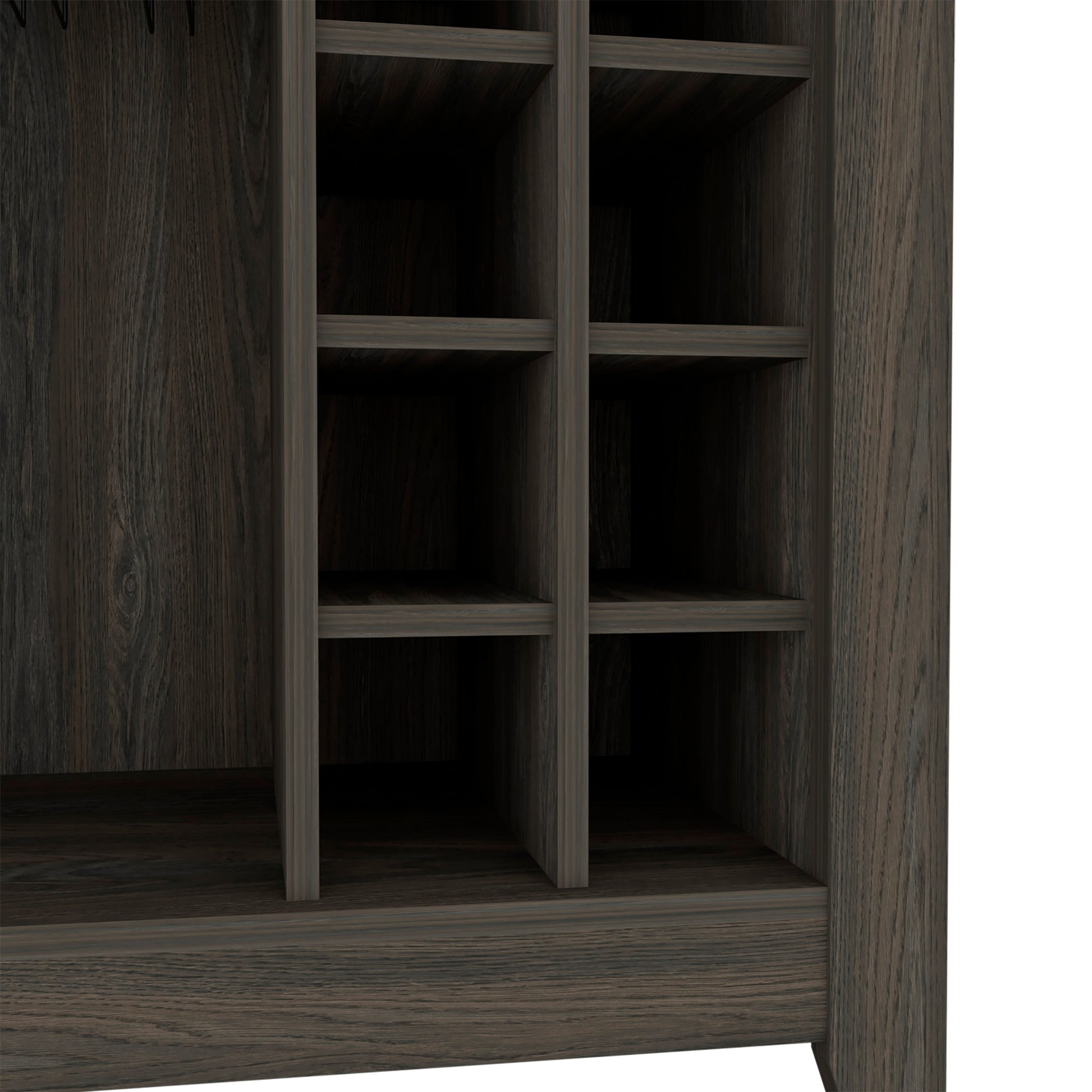 Bar Cabinet, One Open Drawer, One Open Shelf, Carbon Espresso Brown Particle Board Particle Board