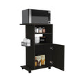 Depot E Shop Opal Kitchen Cart, Single Door Cabinet, Four Casters, Black Black Particle Board Particle Board