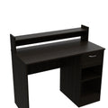 Computer Desk With Top Open Shelf, 1 Drawer And 2 Storage Shelves, Black Black Particle Board Particle Board