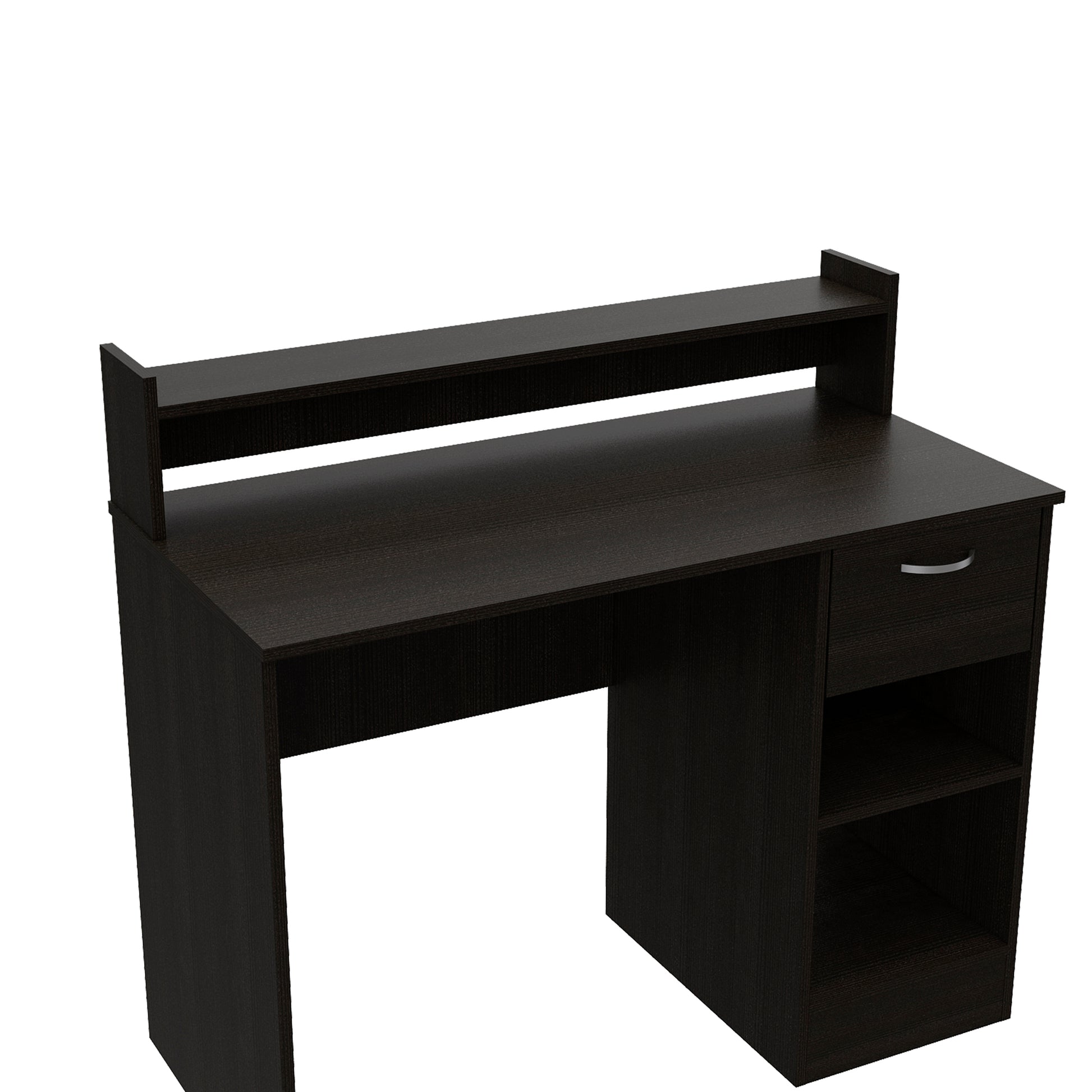 Computer Desk With Top Open Shelf, 1 Drawer And 2 Storage Shelves, Black Black Particle Board Particle Board