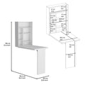 Wall Foldable Table With Multiple Shelves, White White Particle Board Particle Board