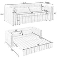 3 In 1 Pull Out Bed Sleeper, Modern Upholstered 3 Seats Lounge Sofa & Couches With Rolled Arms Decorated With Copper Nailsconvertible Futon 3 Seats Sofabed With Two Drawers And Two Pillows Orange Velvet Primary Living Space Medium Soft Cushion Back